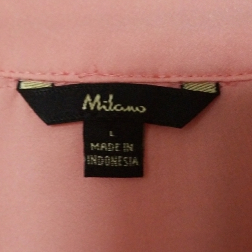 Milano Peach Lightweight Button Front Sleeveless Top Blouse Large - Picture 3 of 7